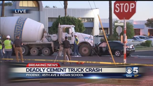 Woman killed in crash involving concrete truck in W. Phoenix