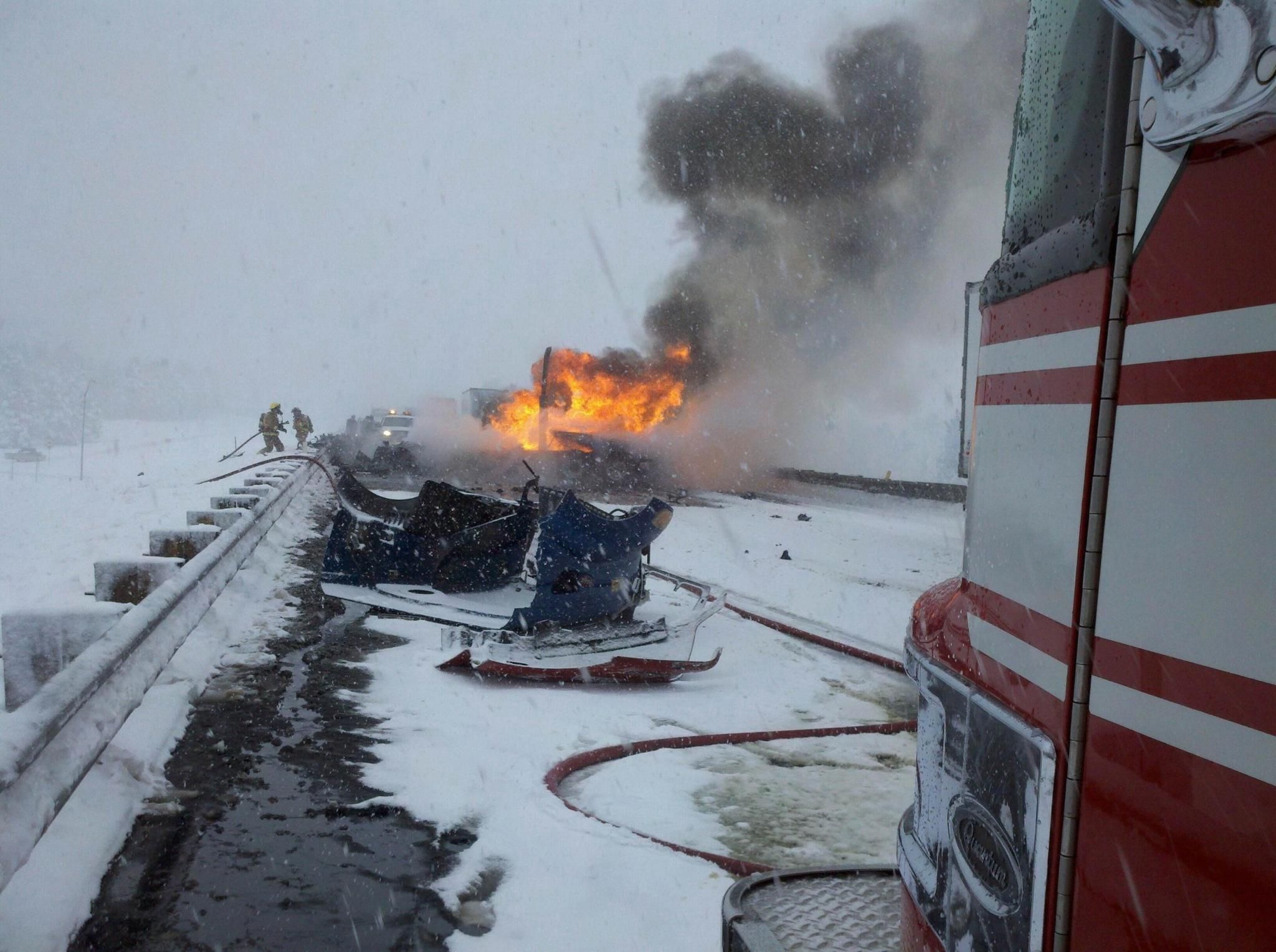 DPS: Person burned in fiery 3-vehicle crash on I-40 - CBS 5 - KPHO