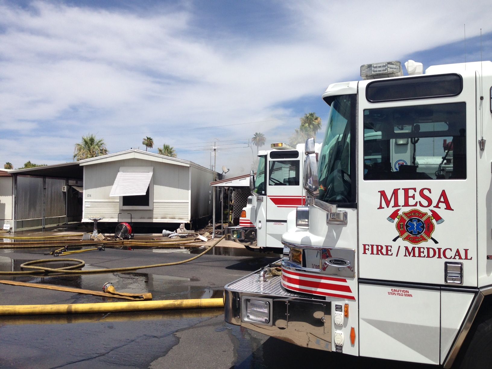 Firefighters battle Mesa mobile home fire in heat CBS 5 KPHO