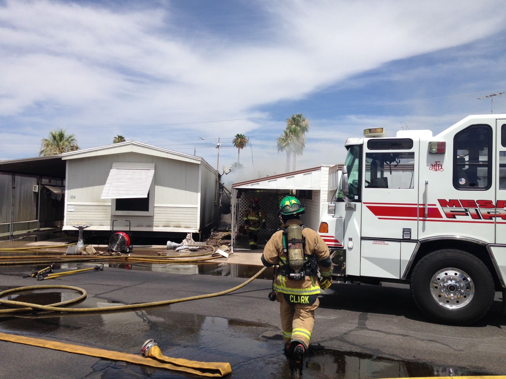 Firefighters battle Mesa mobile home fire in heat CBS 5 KPHO