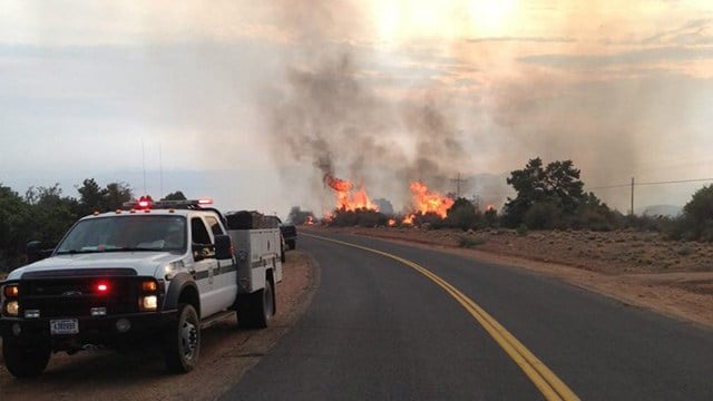 Officials say firefighters have contained about 25 percent of the Dean Peak Fire near Kingman. (Source: CBS 5 News)